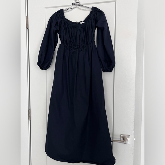 NWOT DISSH AVA INK OFF SHOULDER MIDI DRESS - NAVY - Picture 4 of 12